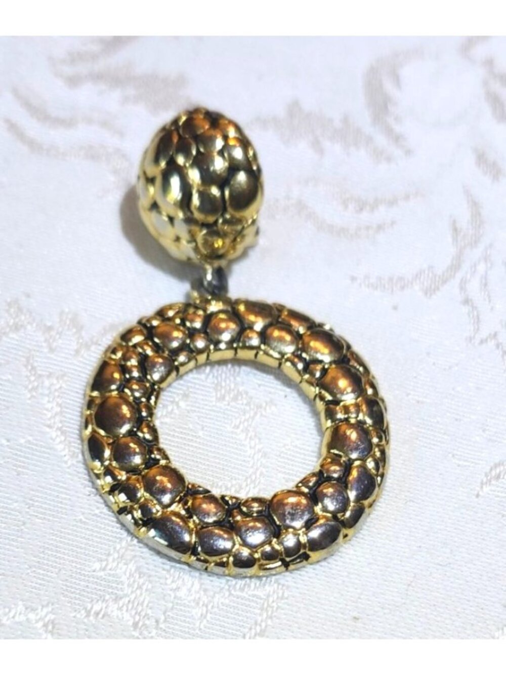 Givenchy Gold-Tone Pebbled Door Knocker Single Earring Vintage Nugget Style Stat